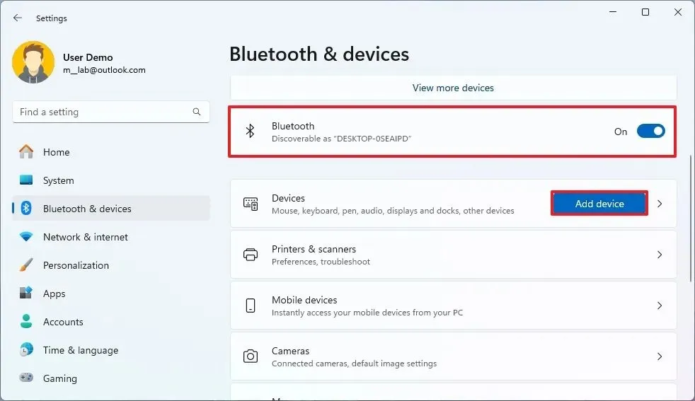 Connetti il ​​nuovo dispositivo Bluetooth