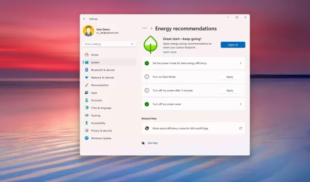 Cómo usar las ‘Recomendaciones energéticas’ de Windows 11 para ahorrar energía, prolongar la duración de la batería y reducir la huella de carbono