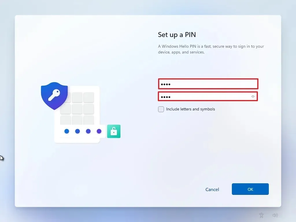 PIN de creación de OOBE de Windows 11