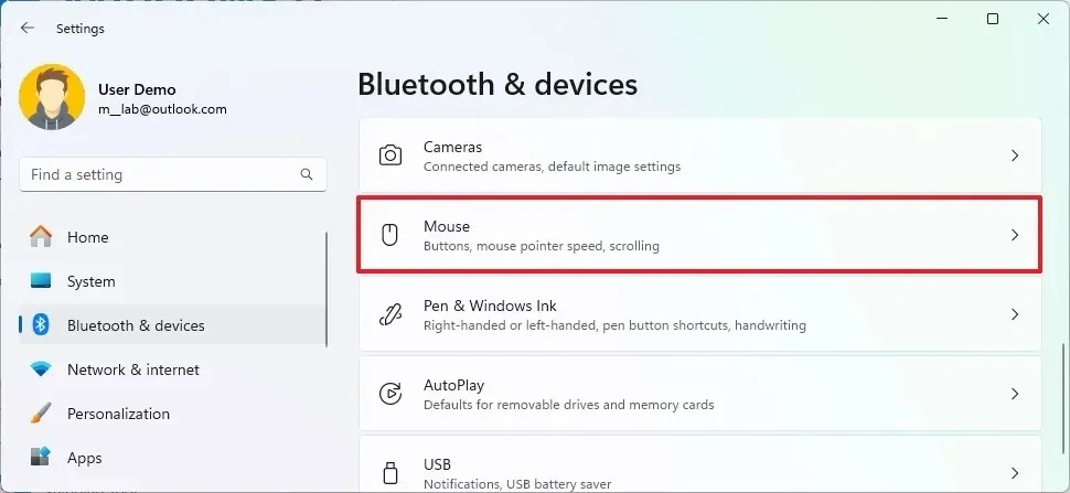 Abrir la configuración del mouse