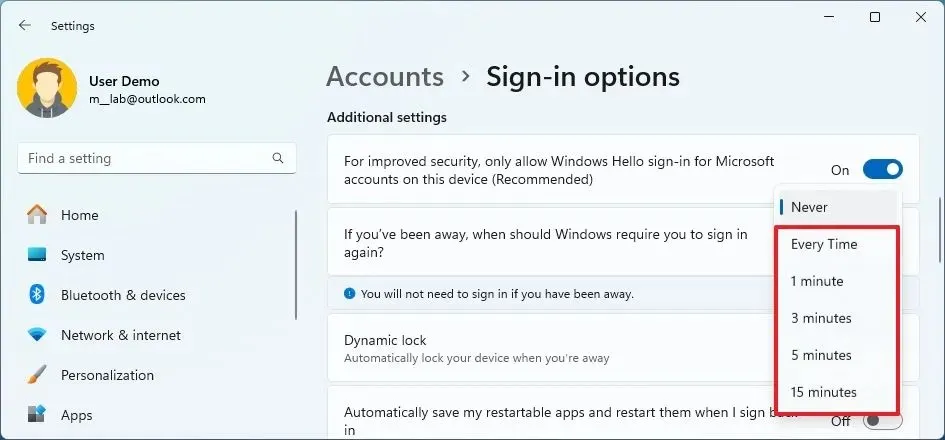 Windows 11 richiede la password dopo la sospensione