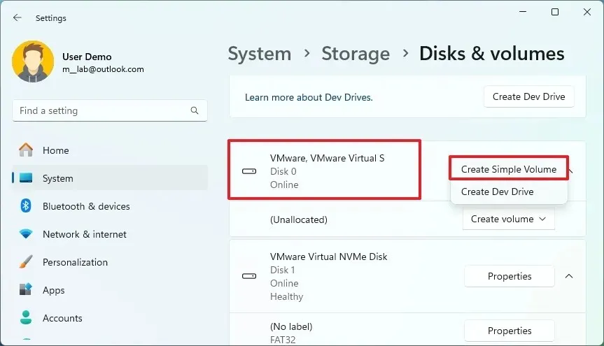 Einfaches Volume erstellen