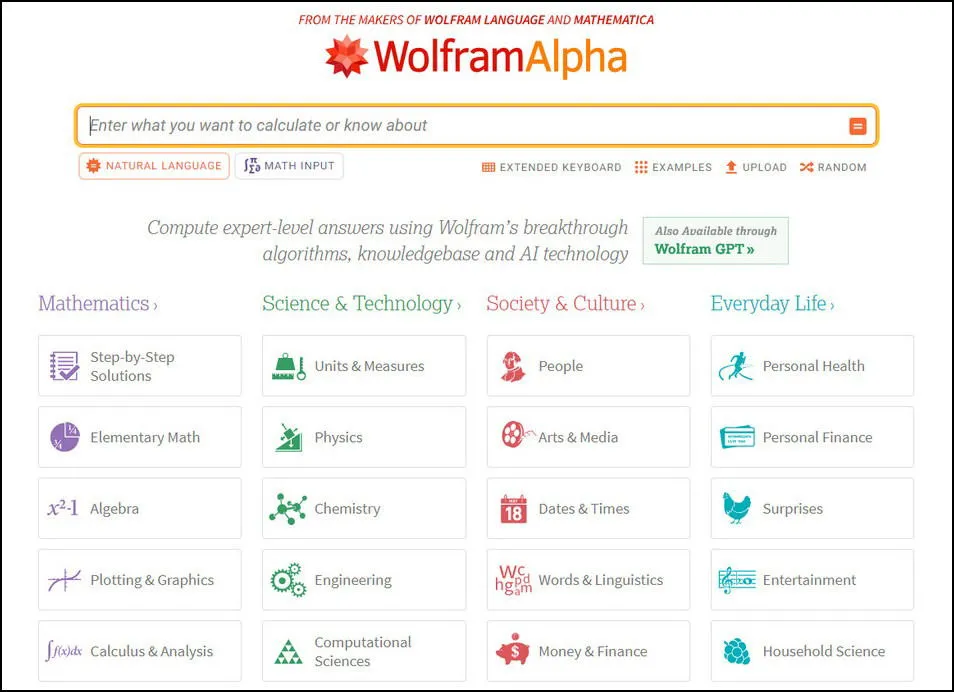 Wolfram Alpha Home