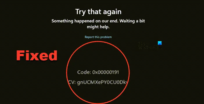 0x00000191 Microsoft Store Error