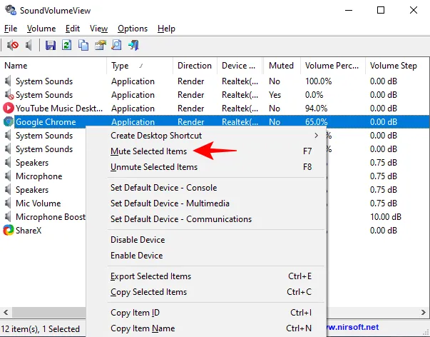 Control de visualización de volumen de sonido