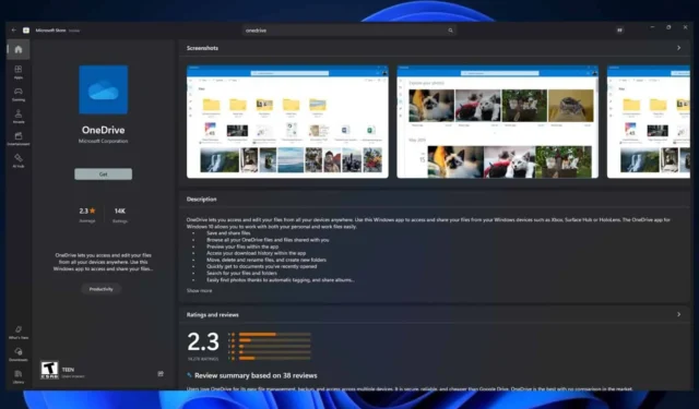 OneDrive reçoit une classification pour adolescents sur l’échelle ESRB, généralement attribuée aux jeux vidéo