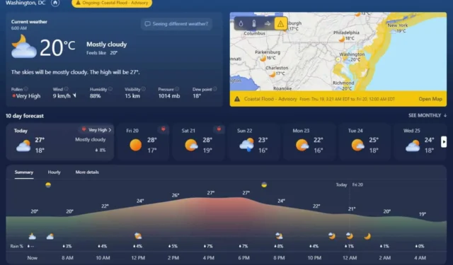 MSN Weather aprovecha la tecnología de inteligencia artificial para predecir y alertar a los usuarios sobre condiciones climáticas inusuales