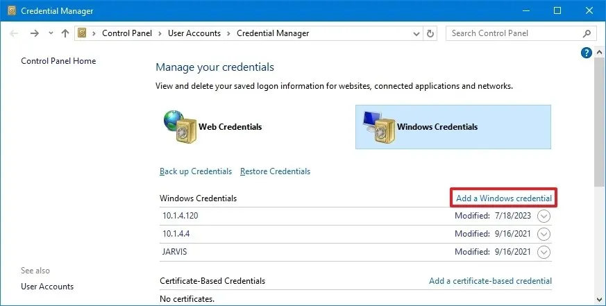 Add Windows Credential Option