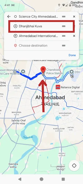 Google Maps 모바일 앱에서 탐색에 중간 지점 추가