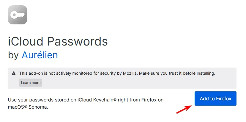 Adicionar senhas do Firefox iCloud