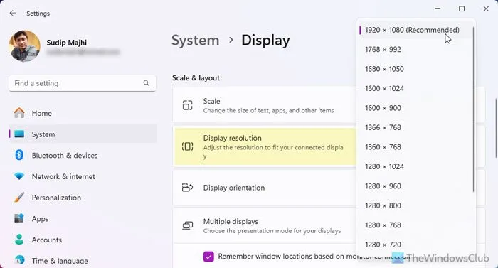 在 Windows 11/10 中調整顯示器以獲得更好的螢幕分辨率