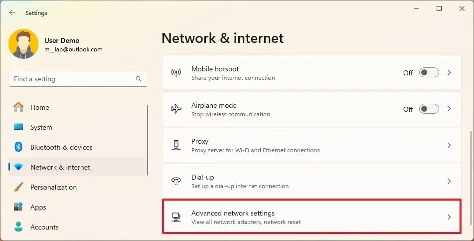 Windows 11 advanced network settings