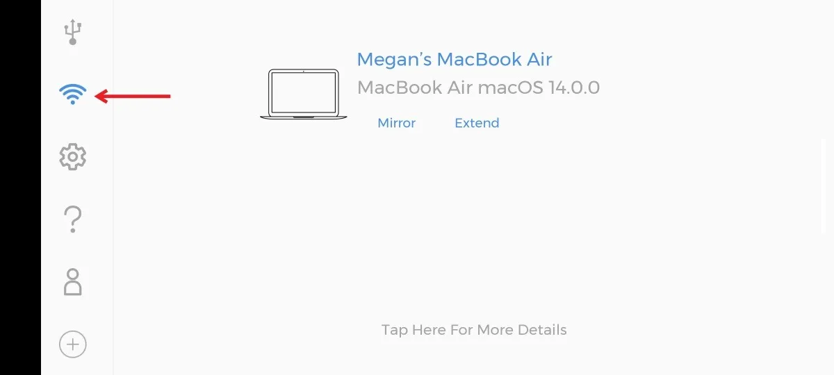 Establishing Wi-Fi Connection between Android Tablet and Mac through Duet Display.