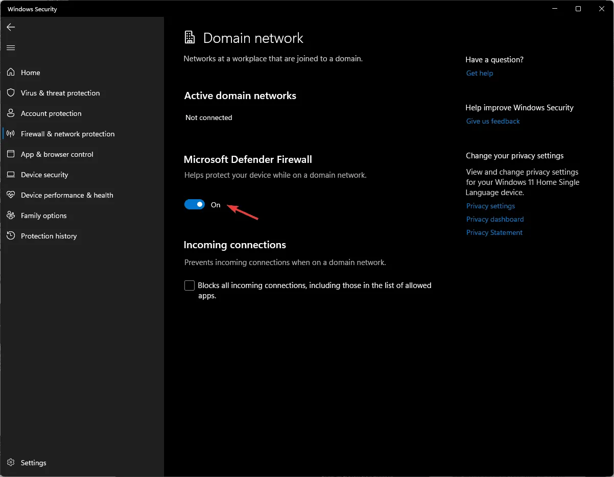 Turn on Windows Firewall