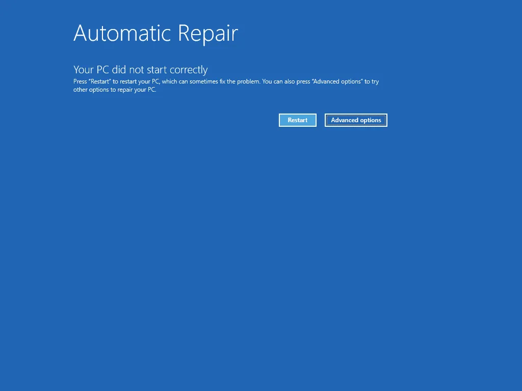 Automatischer Reparaturmodus – DRIVER_RETURNED_STATUS_REPARSE_FOR_VOLUME_OPEN