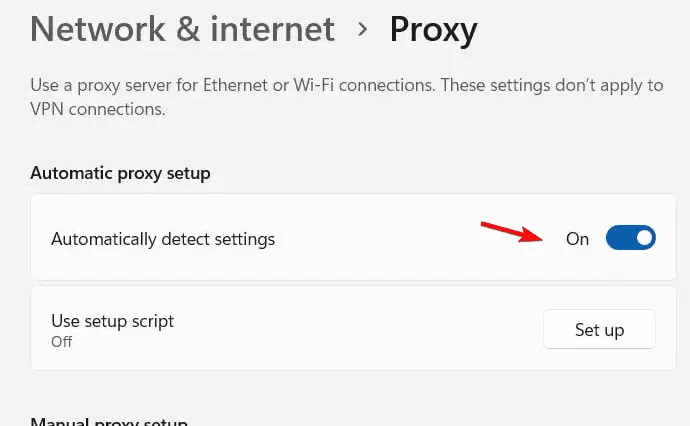 detectar automaticamente as configurações do proxy