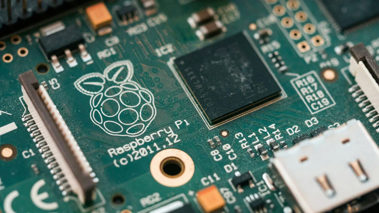 Raspberry Pi 回路基板のクローズアップ写真。