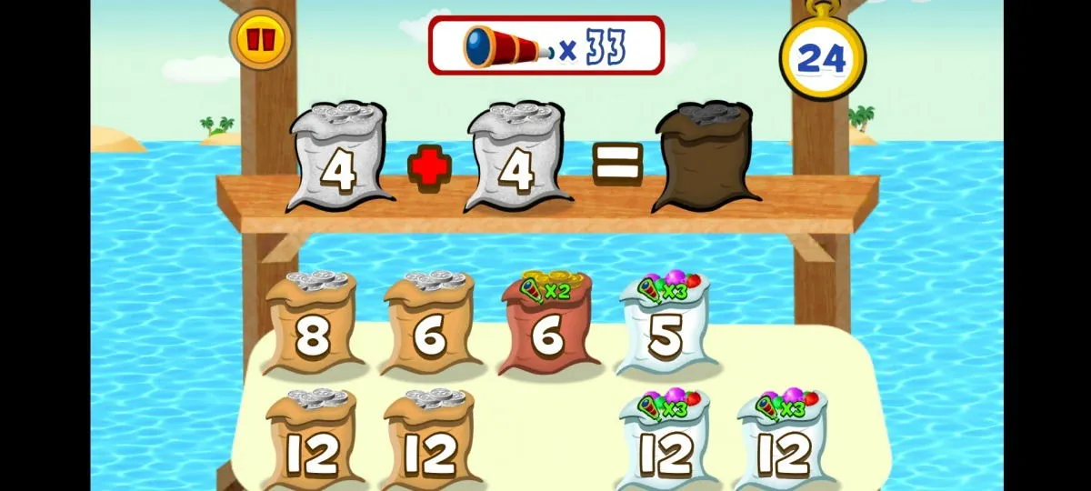 Resolvendo problemas de matemática no aplicativo Math Land no Android.