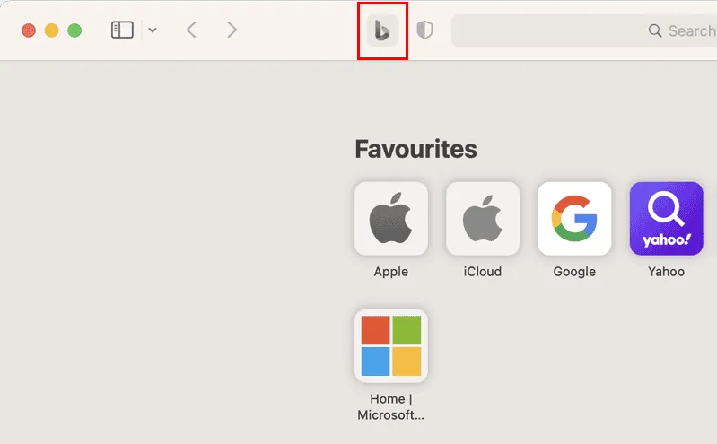 bing-pictogram in safari