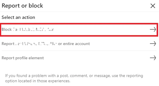 Select Block [User's  Profile Name] action to block the profile.