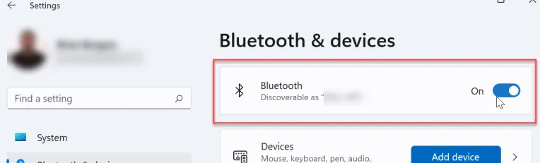 włącz bluetooth w11