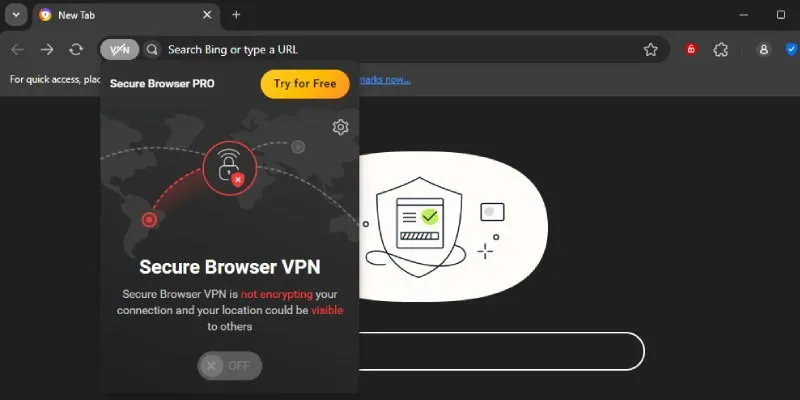 Browser mit integriertem VPN Avast Secure Tenta