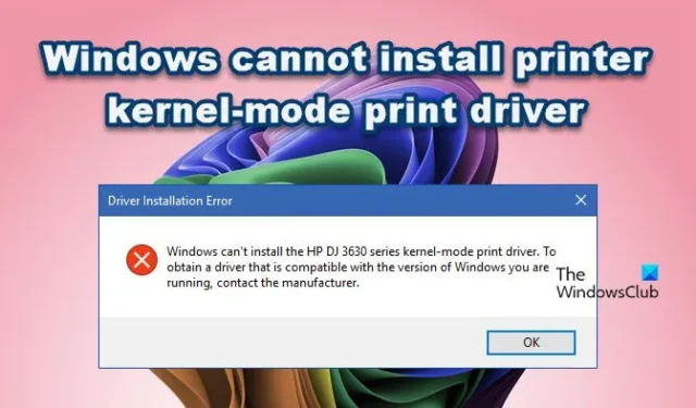 Solución de problemas del error «Windows no puede instalar el controlador de impresión en modo kernel de la impresora»