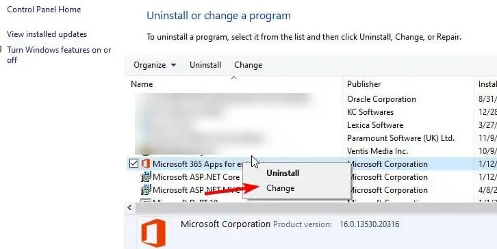 change microsoft office