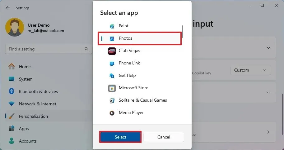 Copilotキーで起動するアプリを選択する