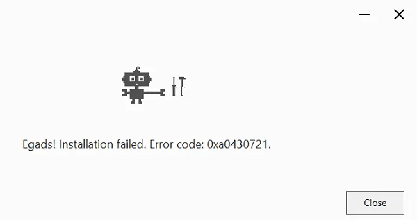 Error 0xa0430721 al instalar Chrome