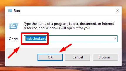 Geben Sie mdsched.exe ein.