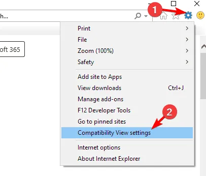 compatibility view settings