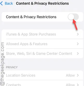 Disable Content Restrictions