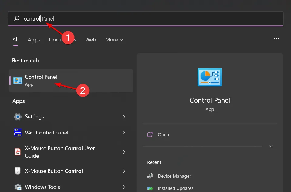 Pesquisa no Painel de Controle