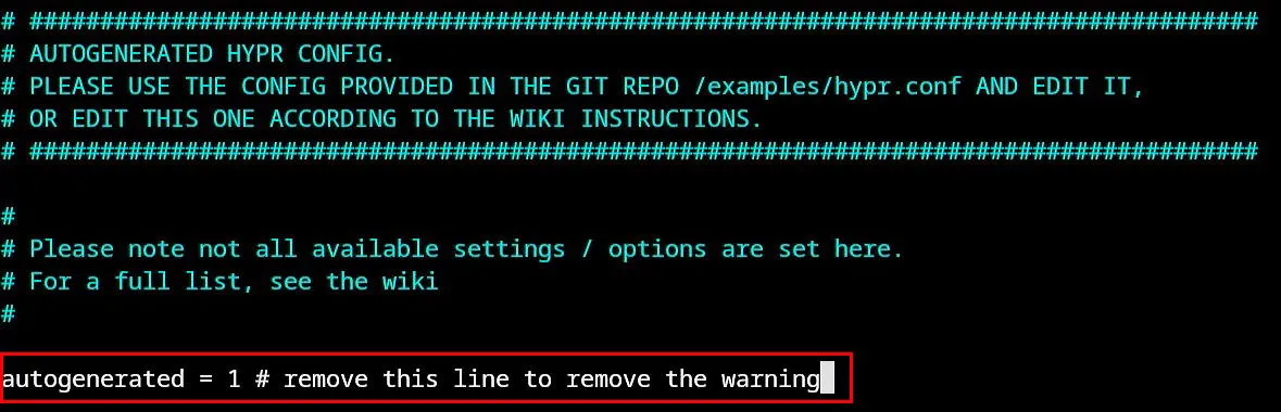 Um terminal destacando a variável gerada automaticamente com seu valor padrão.