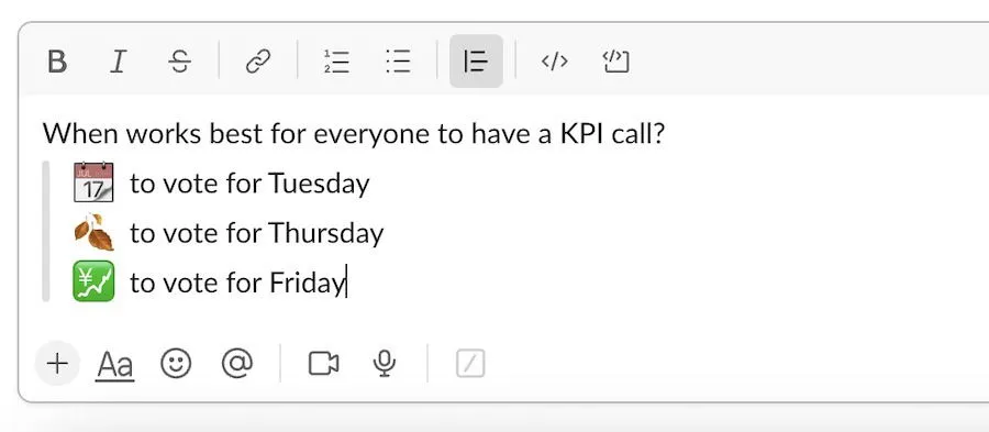 Create Blockquote Poll With Emojis in Slack
