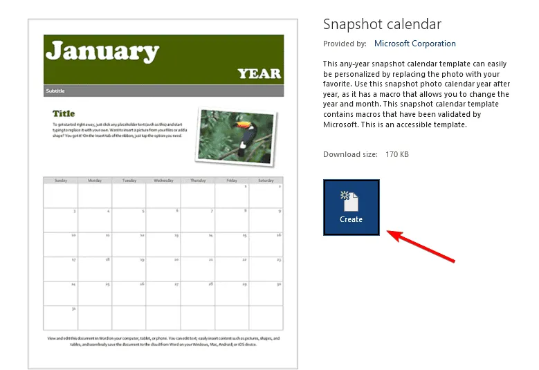 creare modello calendario word