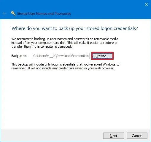 Backup Location for .crd Windows Credentials File