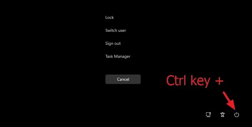 Ctrl key + Power button