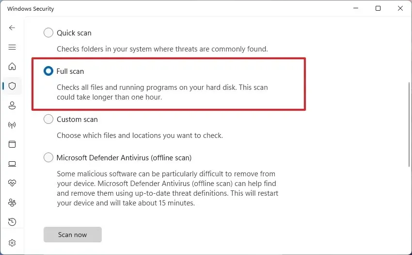 Microsoft Defender Antivirus 전체 검사