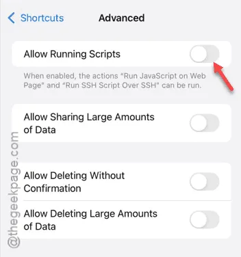 Skriptaktionen sind in dieser Shortcut-App deaktiviert: Fix