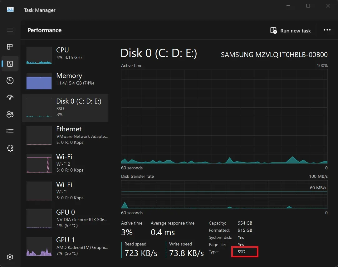 disk details in windows 11 stable version 23h2