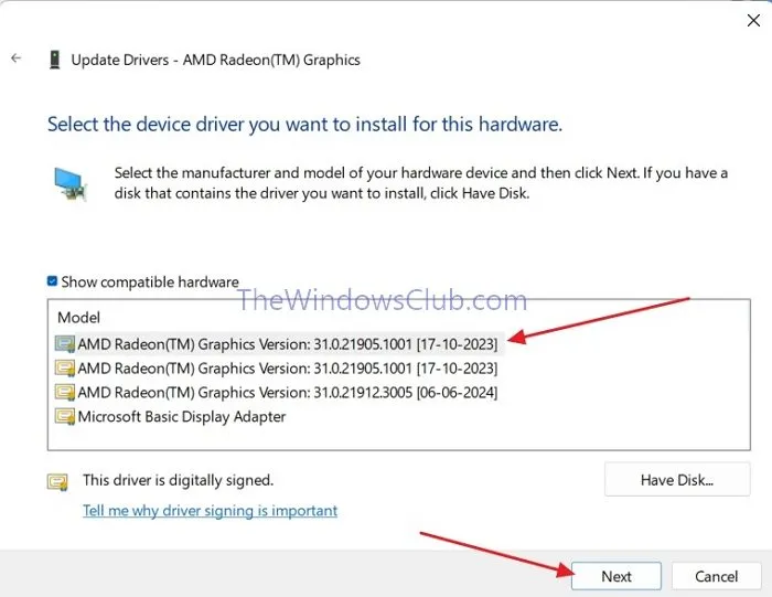 Faça downgrade do driver de vídeo no gerenciador de dispositivos