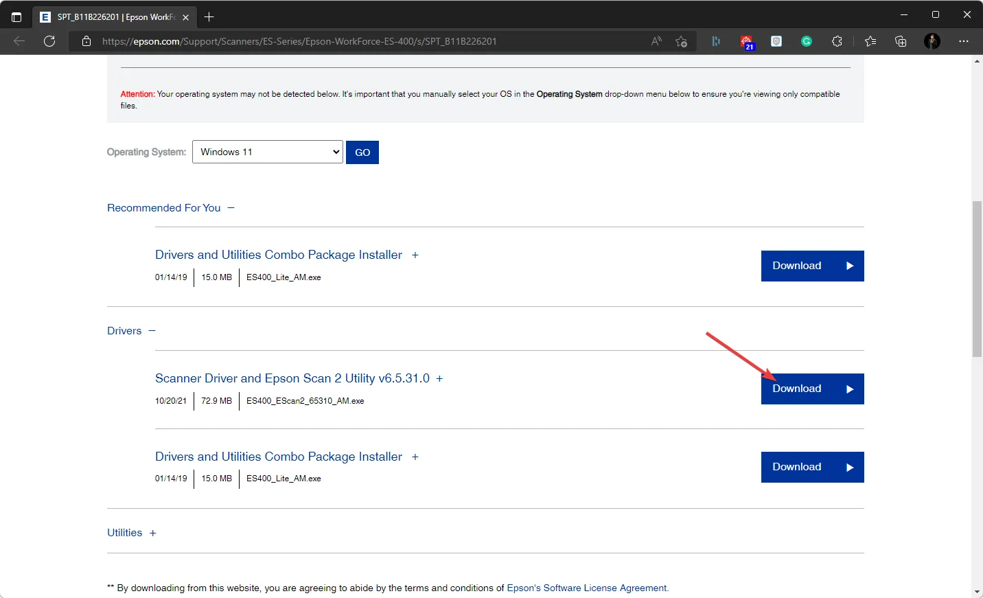 downloaden epson es-400 driver windows 11