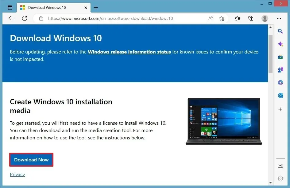 Herramienta de creación de medios de Windows 10