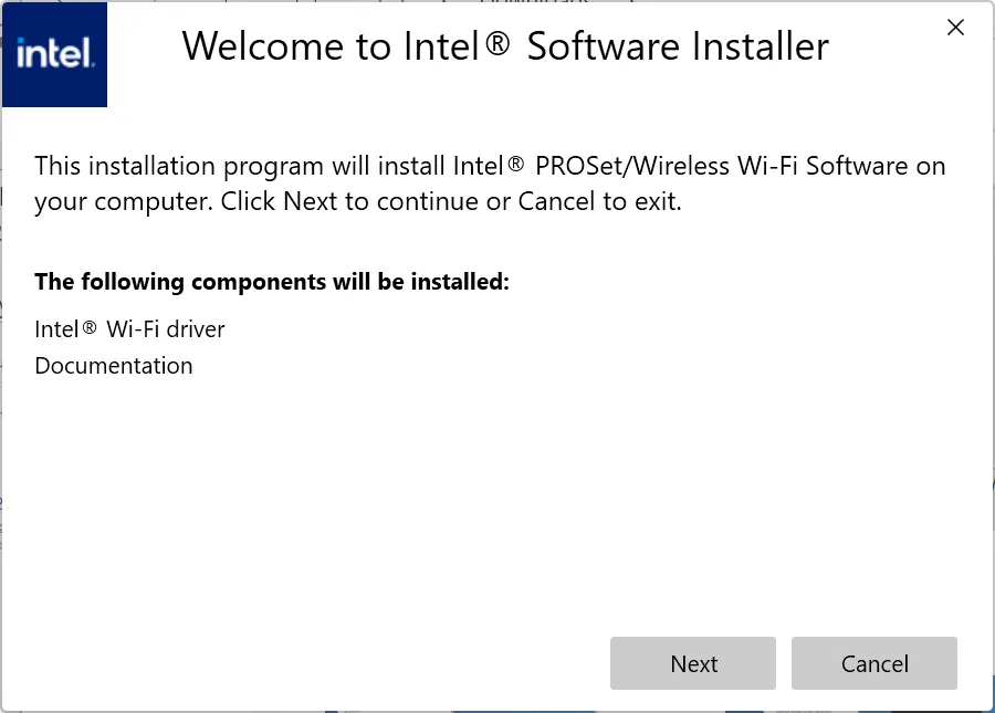 Instalar drivers de rede Intel