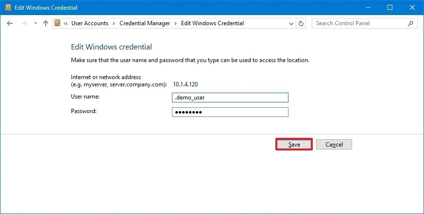 Edit Windows Credential