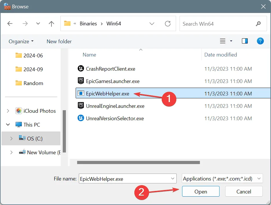 epicwebhelper.exe to fix epic games error code as-3