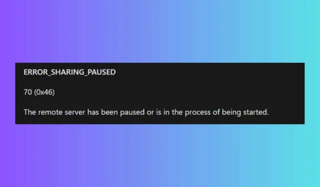 Passaggi per risolvere ERROR_SHARING_PAUSED su Windows