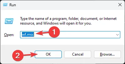 wf.msc と入力し、[OK] をクリックします - システムを安全に保つための Windows 11 ファイアウォールの 8 つのベスト プラクティス